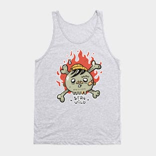 Emo skull with piercing tattoo and fire Tank Top